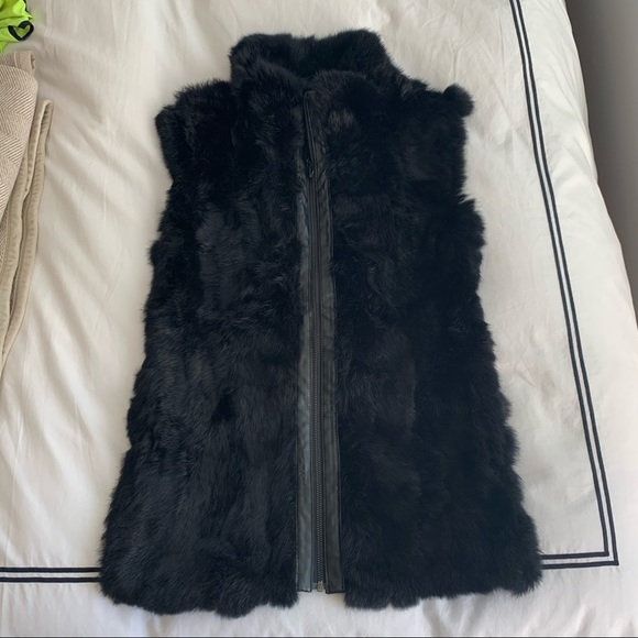 Black Reversible Fur Sweater Vest - Picture 1 of 7